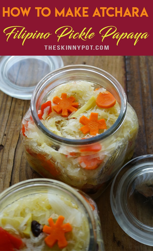 Atchara is a pickle famous in all regions in the Phillipines. It’s main ingredient is unripe Papaya, mixed with carrots, ginger, onion and it is diluted with vinegar. Make this Homemade Atchara and you will never be buying another one.