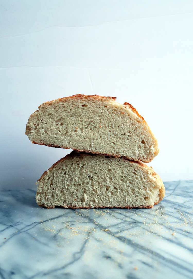 Crusty outside, ridiculously easy to make bread with crusty outside and soft inside NO KNEAD BREAD. Made only of 4 ingredients. This NO KNEAD BREAD SHOULD BE IN YOU MENU ROTATION right now.