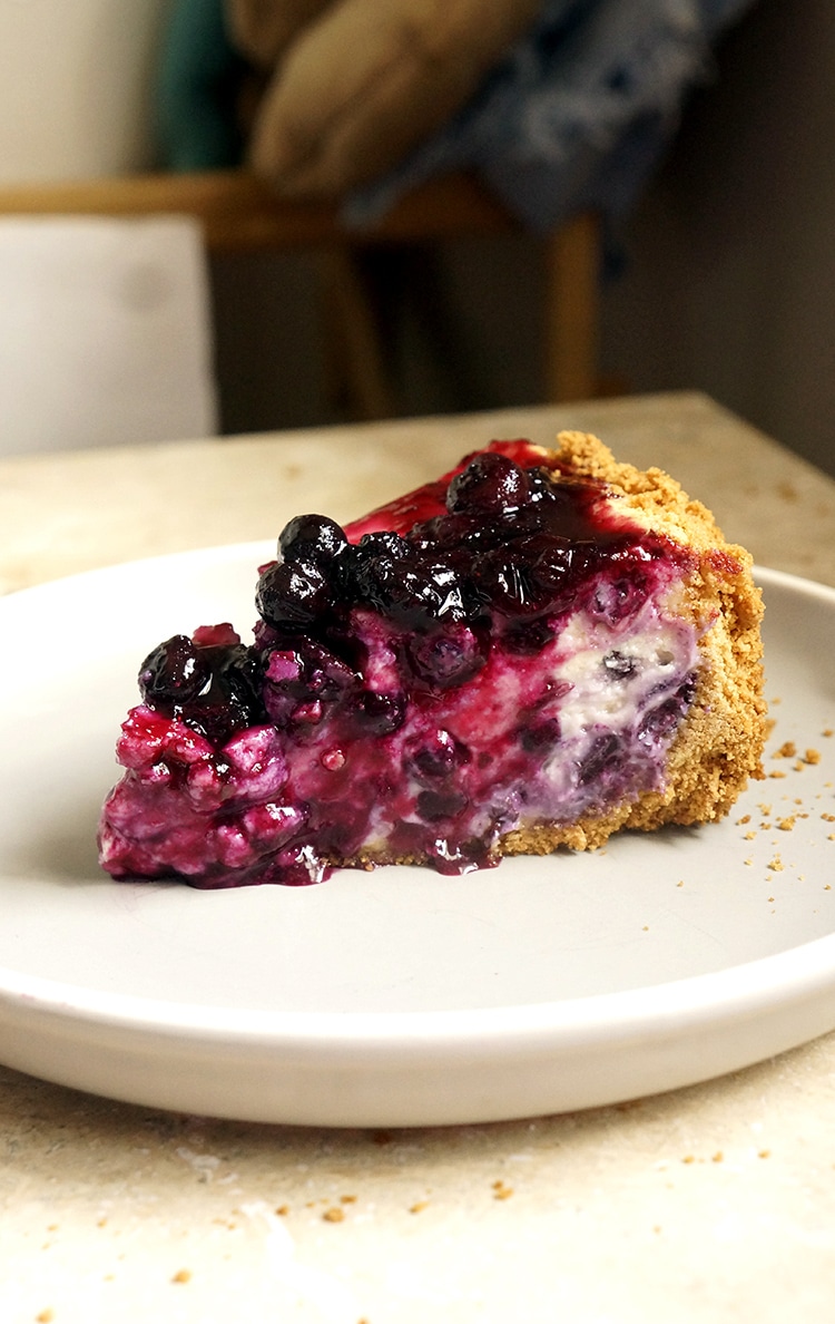 Blueberry Cheesecake makes for a festive dessert that is fruity and rich at the same time. Enjoy it anytime at home with this easy recipe!