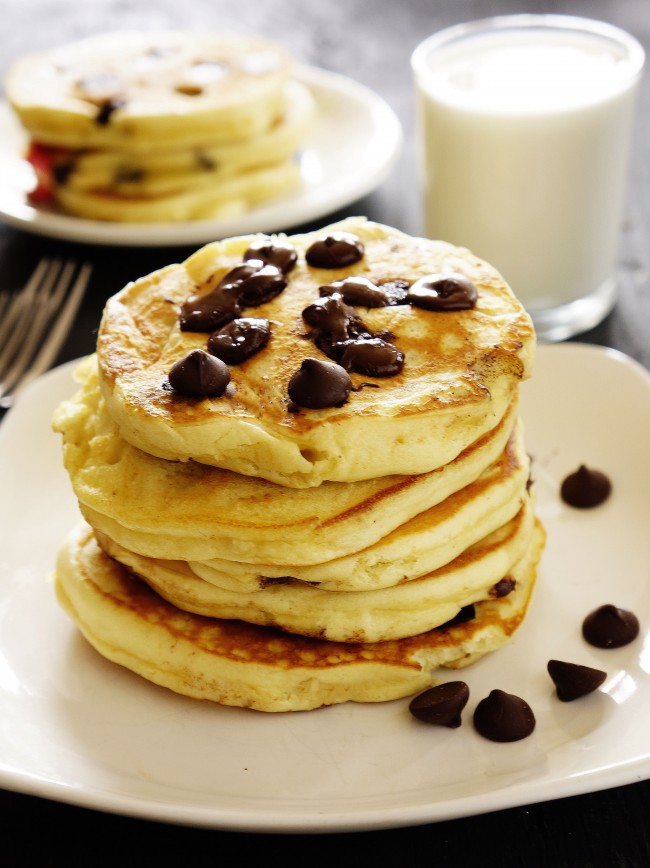 Homemade Chocolate Chips Pancakes