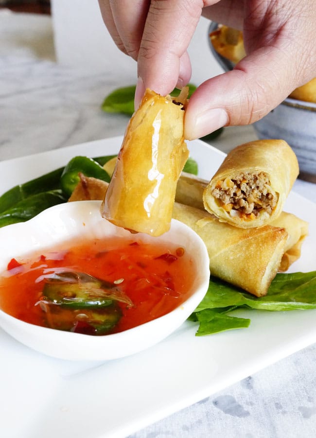 Easy Filipino Lumpia Recipe with Chilli Sweet and Sour Dipping Sauce