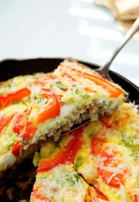 This Oven Baked Ground Turkey and Egg Omelet is what I am needing right now... it has zero carbs, high in protein, load of bell pepper and onion and it is abundant in good taste. Now your breakfast is covered.