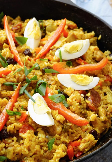 Arroz Valenciana is a Filipino Paella version. It may look similar with Paella, but its ingredients are way different. This is often serve on Christmas and special occasion.