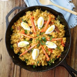 Arroz Valenciana is a Filipino Paella version. It may look similar with Paella, but its ingredients are way different. This is often serve on Christmas and special occasion.