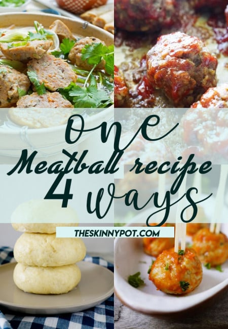 ONE MEATBALL RECIPE 4 WAYS.  Make your own batch of meatballs. Freeze them and thaw them before use and use it for these following dishes. 