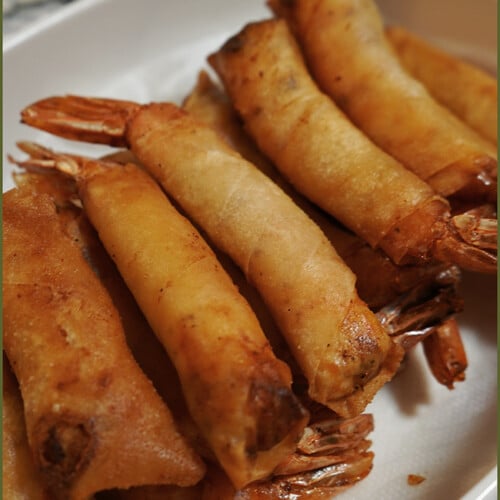 3 Ingredient Deep Fried Shrimp Rolls and Process Photo