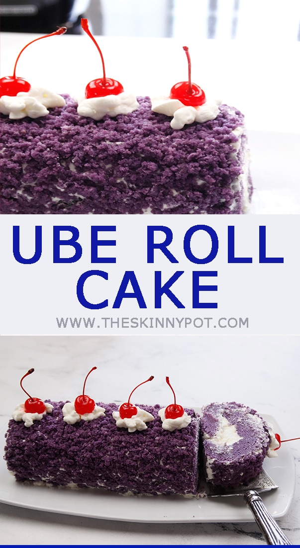 UBE CAKE ROLL RECIPE WITH CREAM CHEESE FROSTING