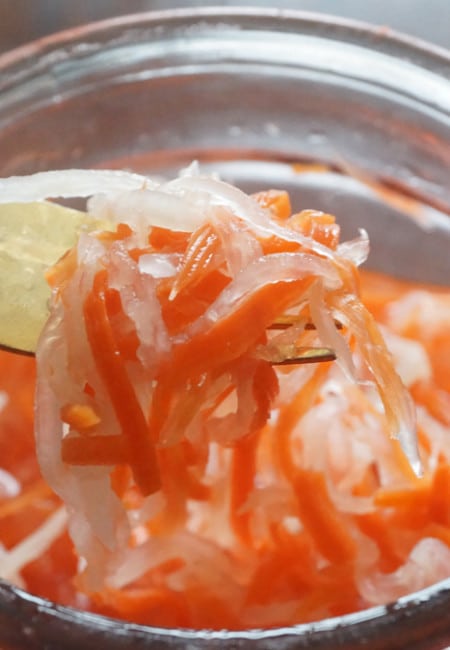 A simple Vietnamese Style Pickles you can make using Daikon Radish and Carrots pickled in salt sugar and vinegar. There's no cooking needed.
