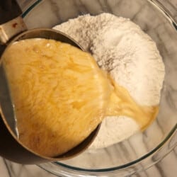 add milk mixture into the flour