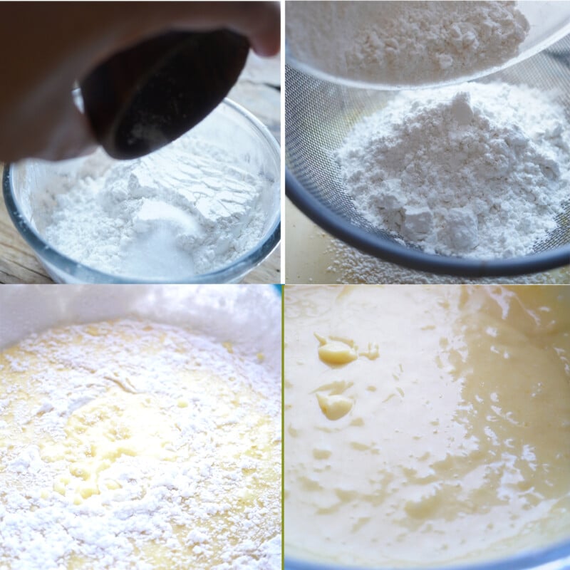 Mix the egg yolks with the flour