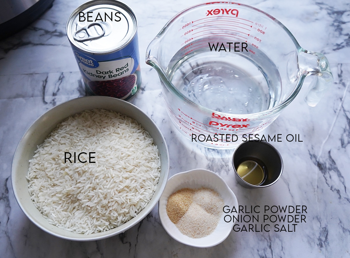 Ingredients for Instant Pot Beans and Rice