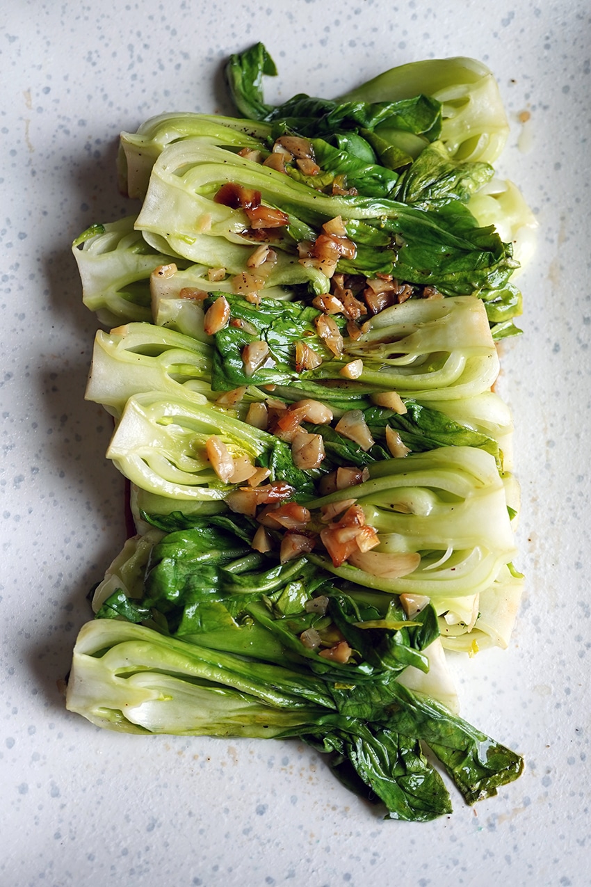 Bok Choy Steamed in Oyster Garlic Sauce – The Skinny Pot